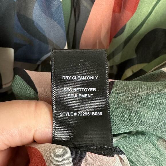 Rebecca Taylor Botanical Garden Mock Neck Blouse Size 2 Black Combo Silk Blend - Picture 9 of 14